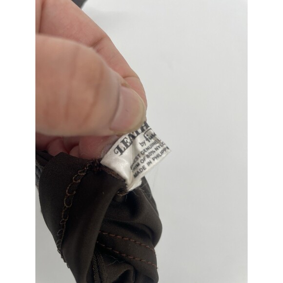 VTG 80s Leather Black Nylon Spandex Gloves Stretch Winter Driving Finale OS - Picture 7 of 9